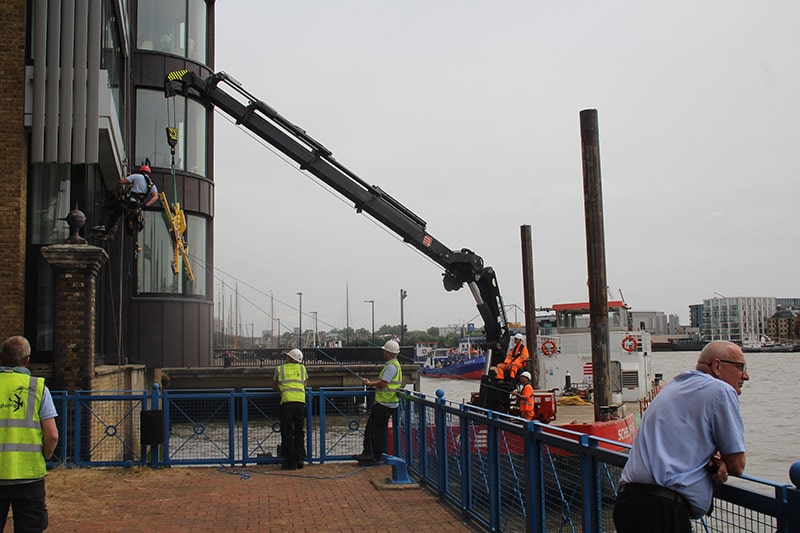 Glass-Replacement-using-barge-with-a-5-tonne-crane